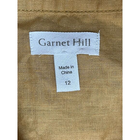 Garnet Hill Women's 12 Yellow Button-Up 100% Linen Shirt Casual Chic Boho Blouse - Picture 3 of 9